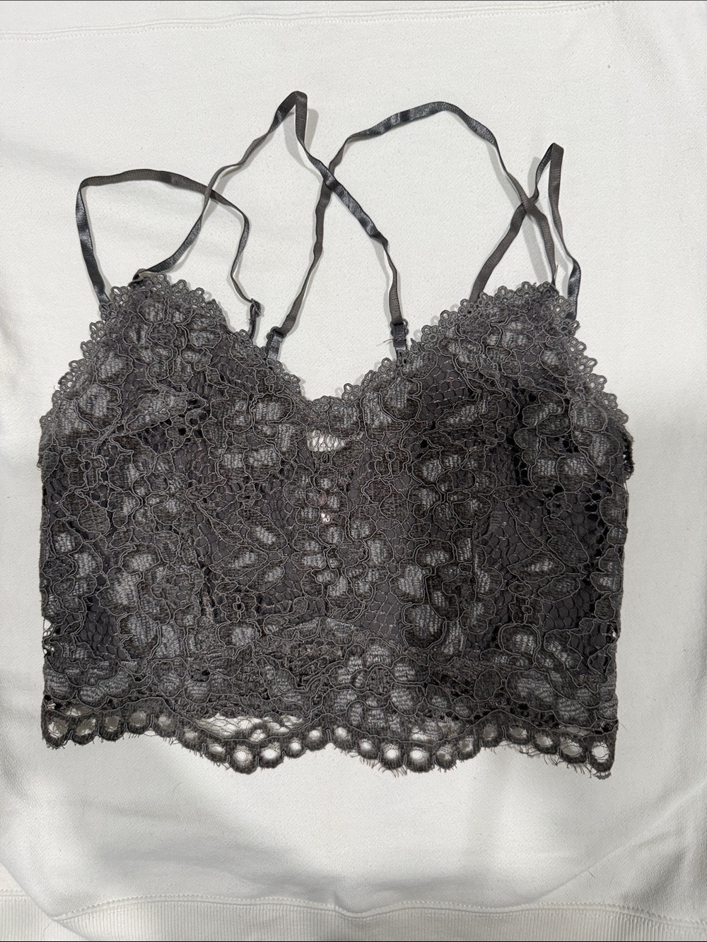 Willow & Root Lace Bralette Cami in Charcoal Gray